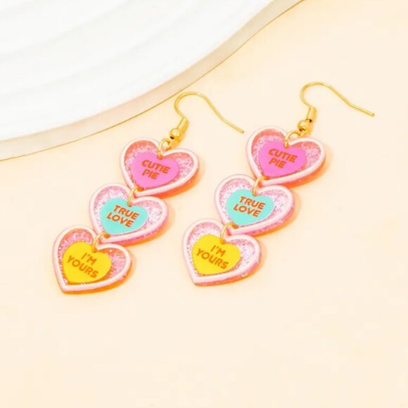 Jewelry - Acrylic Heart-Shaped Multicolor Earrings